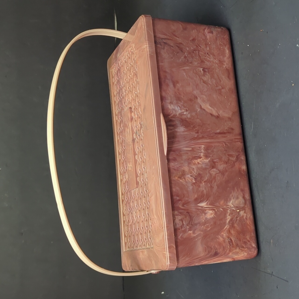 Vintage Marbled Plastic Sewing Caddy Case